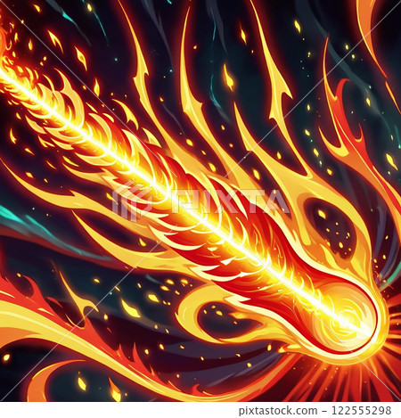 A digital illustration of an intense fiery explosion with flaming wings and sparks against a dark background. The explosion appears to be emanating from a glowing center, with flames swirling A digital illustration of an intense fiery explosion with flaming wings and sparks against a dark background. The explosion appears to be emanating from a glowing center, with flames swirling 122555298