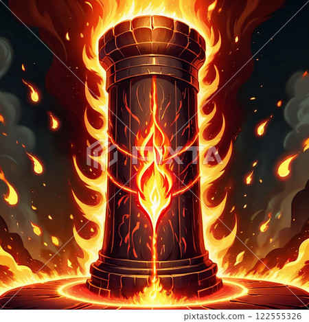 A digital illustration of an intense fiery explosion with flaming wings and sparks against a dark background. The explosion appears to be emanating from a glowing center, with flames swirling A digital illustration of an intense fiery explosion with flaming wings and sparks against a dark background. The explosion appears to be emanating from a glowing center, with flames swirling 122555326