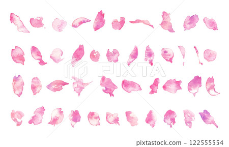 水彩畫。水彩櫻花花瓣背景。櫻花花瓣在風中飛舞的水彩畫。春天櫻花背景框架。 122555554