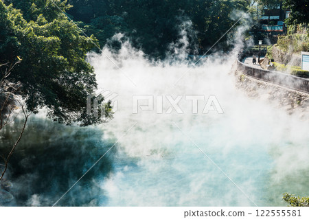 Beitou Hot Spring valley in Taipei City, Taiwan. Popular landmark and attractions. Asia Travel and vacation concept 122555581