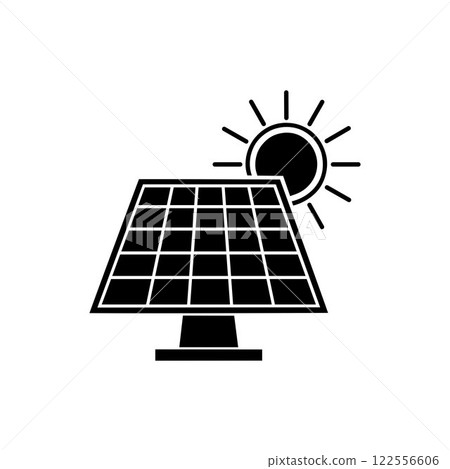 Solar panel energy with sunlight silhouette vector art illustration design template. Solar panel energy with sunlight silhouette vector art illustration design template. 122556606