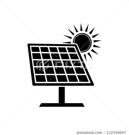 Solar panel energy with sunlight silhouette vector art illustration design template. Solar panel energy with sunlight silhouette vector art illustration design template. 122556697