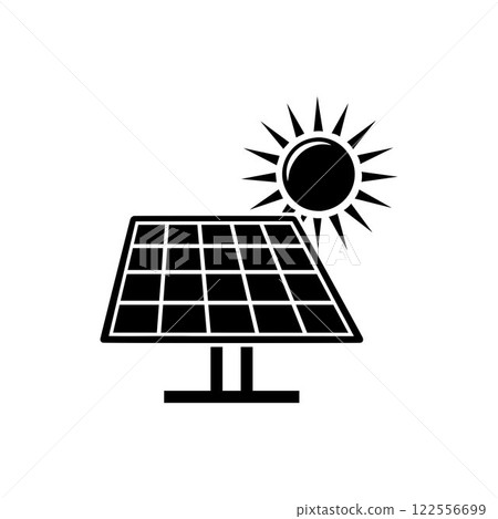 Solar panel energy with sunlight silhouette vector art illustration design template. 122556699