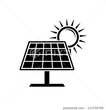 Solar panel energy with sunlight silhouette vector art illustration design template. Solar panel energy with sunlight silhouette vector art illustration design template. 122556700