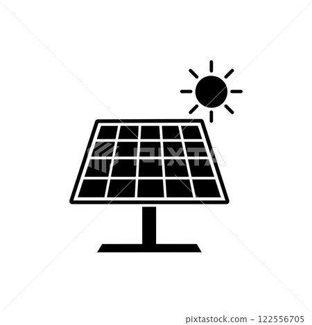 Solar panel energy with sunlight silhouette vector art illustration design template. Solar panel energy with sunlight silhouette vector art illustration design template. 122556705