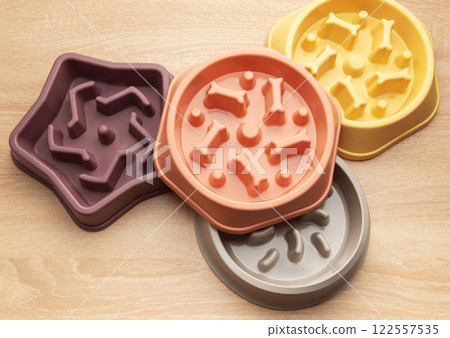 Slow feeder dog bowls preventing gulping and improving digestion 122557535