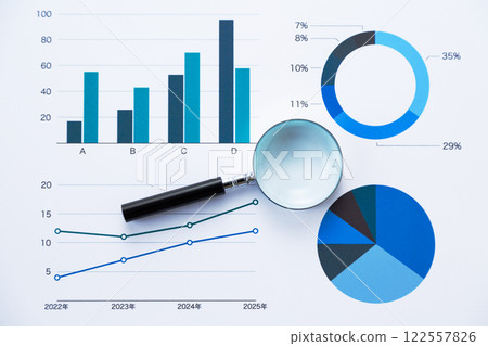 business graph and loupe 122557826