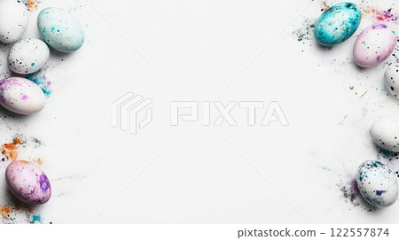 Colorful Painted Easter Eggs with Abstract Splashes 122557874