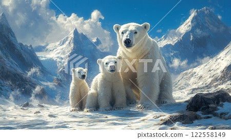 Snowy Polar Bear Family Snowy Polar Bear Family 122558149