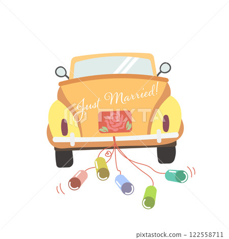 婚車後面的插圖 122558711