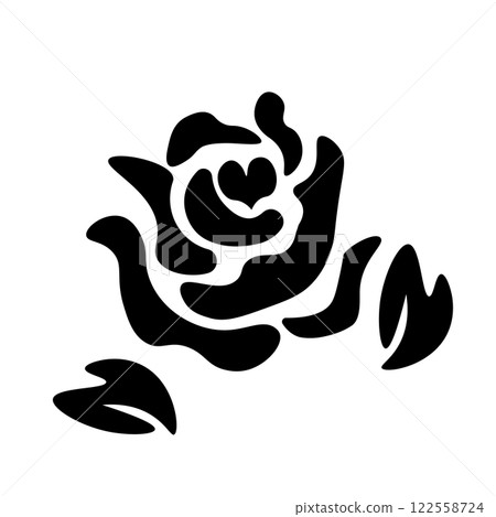 Heart shaped rose silhouette black Heart shaped rose silhouette black 122558724