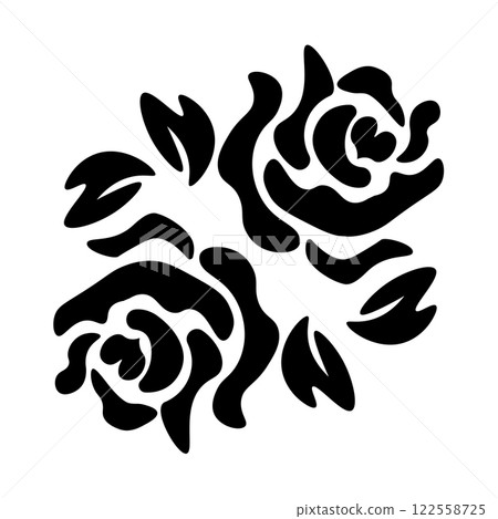 Heart-shaped rose silhouette 2 black Heart-shaped rose silhouette 2 black 122558725