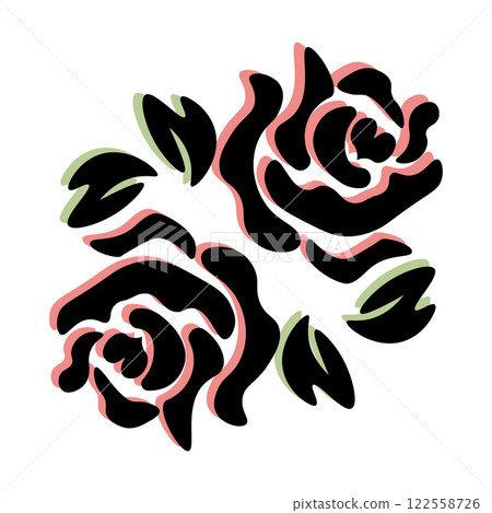 Silhouette of a rose with a paper-cut heart design Silhouette of a rose with a paper-cut heart design 122558726