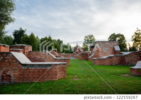 Belarus, Brest, August 2023: the ruins of the Brest fortress. Memorial monument fortress-hero. Belarus, Brest, August 2023: the ruins of the Brest fortress. Memorial monument fortress-hero. 122559267