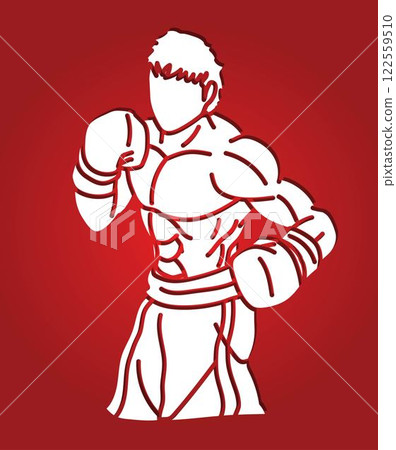Kickboxing Muay Thai Boxing Sport Boxer Fighting Action Cartoon Graphic Vector Kickboxing Muay Thai Boxing Sport Boxer Fighting Action Cartoon Graphic Vector 122559510