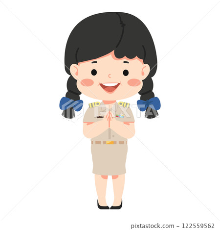 Thai woman teacher in uniform greeting Thai woman teacher in uniform greeting 122559562