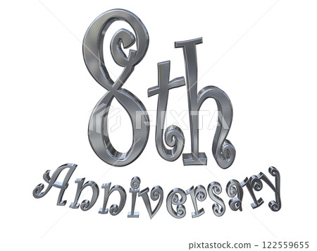 3DCG letters "8th Anniversary/8th Anniversary Mark Sparkle" Silver, Silver 3DCG letters "8th Anniversary/8th Anniversary Mark Sparkle" Silver, Silver 122559655