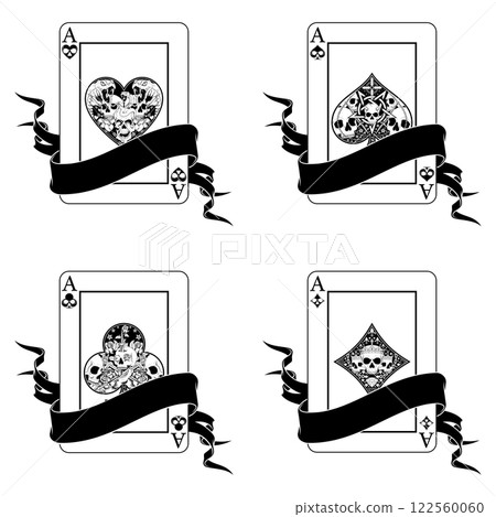 Halloween style poker cards with ribbons 122560060