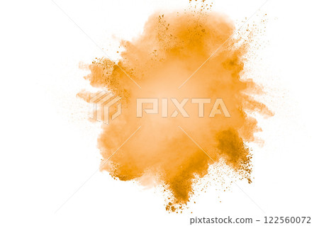 Orange cloud of dust is floating in the air. The dust is scattered in all directions, creating a sense of chaos and disorder. Orange cloud of dust is floating in the air. The dust is scattered in all directions, creating a sense of chaos and disorder. 122560072