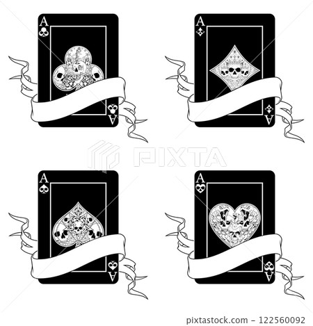 Halloween style poker cards with ribbons Halloween style poker cards with ribbons 122560092