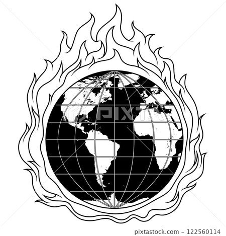 Planet Earth engulfed in fire Planet Earth engulfed in fire 122560114