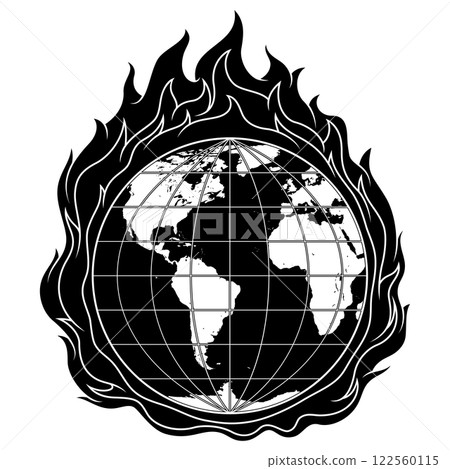 Planet Earth engulfed in fire Planet Earth engulfed in fire 122560115