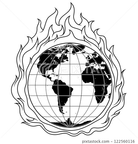 Planet Earth engulfed in fire Planet Earth engulfed in fire 122560116