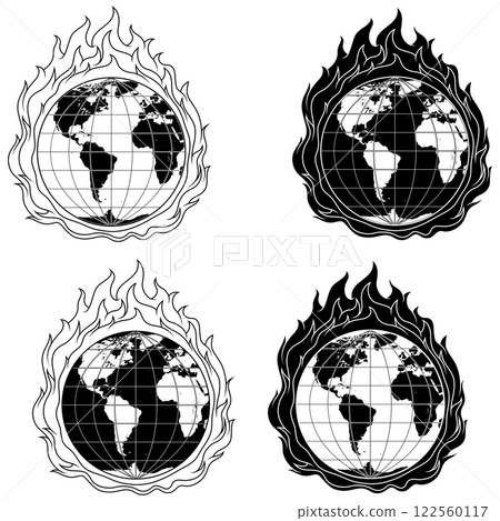 Planet Earth engulfed in fire Planet Earth engulfed in fire 122560117