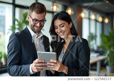 Professional Collaboration in Modern Office Setting Professional Collaboration in Modern Office Setting 122560157