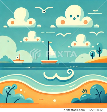 背景:海、沙灘、遊艇 背景:海、沙灘、遊艇 122560429