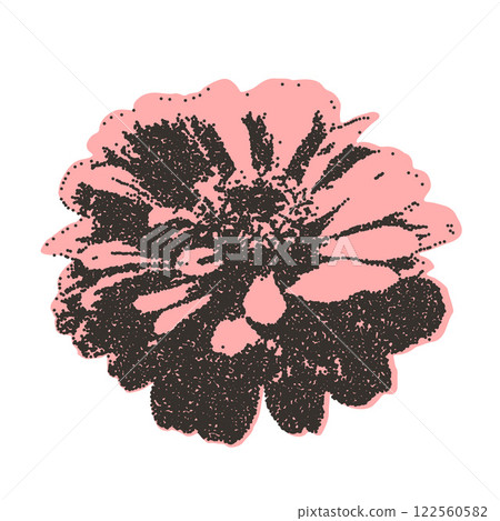 Flower collage sticker. Photocopy monochrome effect chrysanthemum. Brutal dotted retro floral. Collage paper botanical element. Vector stippled nature dahlia illustration isolated on white background Flower collage sticker. Photocopy monochrome effect chrysanthemum. Brutal dotted retro floral. Collage paper botanical element. Vector stippled nature dahlia illustration isolated on white background 122560582