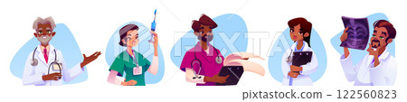 Cartoon medical staff set 122560823