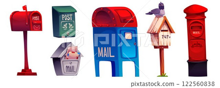 Mailbox collection with different postal designs 122560838