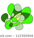 Abstract geometric vector composition, lines and spots. Green shades and colors 122560948