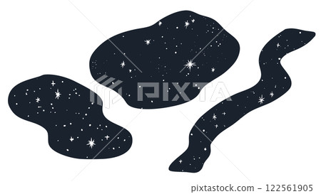 Hand-drawn squishy starry sky, simple and cute decorative illustration set, night sky, universe 122561905