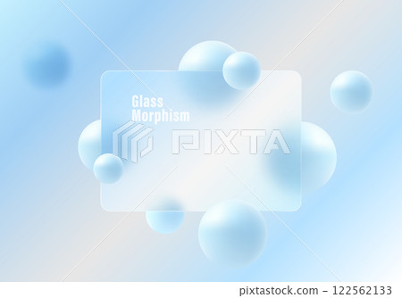 Modern background abstract in glass morphism style. Presentation panel and spheres. Modern background abstract in glass morphism style. Presentation panel and spheres. 122562133