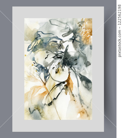 Spring floral poster with flowering plants and herbs for illustrations for magazines on floristry 122562198