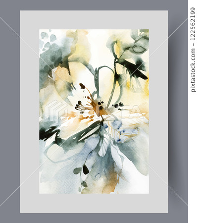 Floral landscape with bud of wildflower with bright fragrant pollen growing in meadow in park 122562199