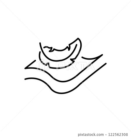 Fabric with feather filler icon, high comfort structure, less weight, light or soft provides comfort skin, thin line symbol 122562308