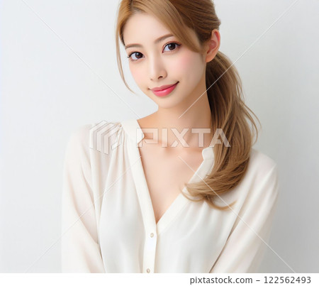 Beautiful woman in white blouse Beautiful woman in white blouse 122562493