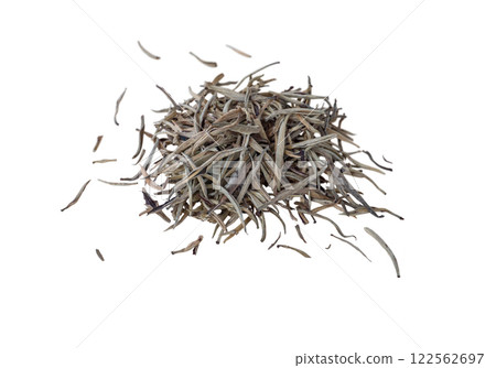 Ceylon silver tips white tea isolated on white. Ceylon silver tips white tea isolated on white. 122562697