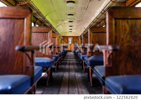 Inside a Mitsubishi Oyubari Railway train preserved at the site of Minami-Oyubari Station in Yubari, Hokkaido [May] 122562820