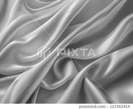 Shiny monochrome silk-like background material. AI-generated image. 122562914
