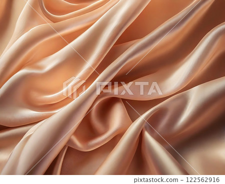 Shiny pink silk-like background material. AI-generated image. 122562916