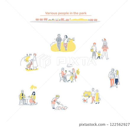 公園裡放鬆的各類人 公園裡放鬆的各類人 122562927
