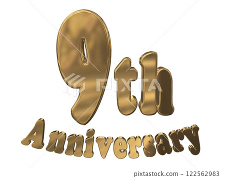 3DCG letters "9th Anniversary/9th Anniversary Mark Sparkling" Gold, Gold 3DCG letters "9th Anniversary/9th Anniversary Mark Sparkling" Gold, Gold 122562983