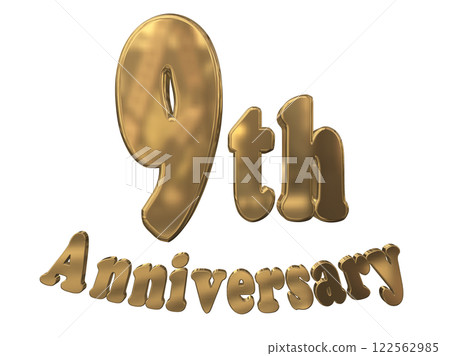 3DCG letters "9th Anniversary/9th Anniversary Mark Sparkling" Gold, Gold 3DCG letters "9th Anniversary/9th Anniversary Mark Sparkling" Gold, Gold 122562985