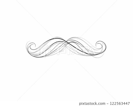 Elegant Curled Mustache Line Art 122563447