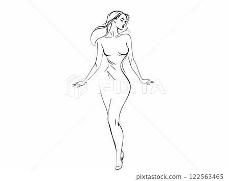 Elegant Female Silhouette Line Art Elegant Female Silhouette Line Art 122563465