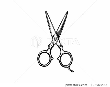 Detailed Line Art of Scissors 122563483